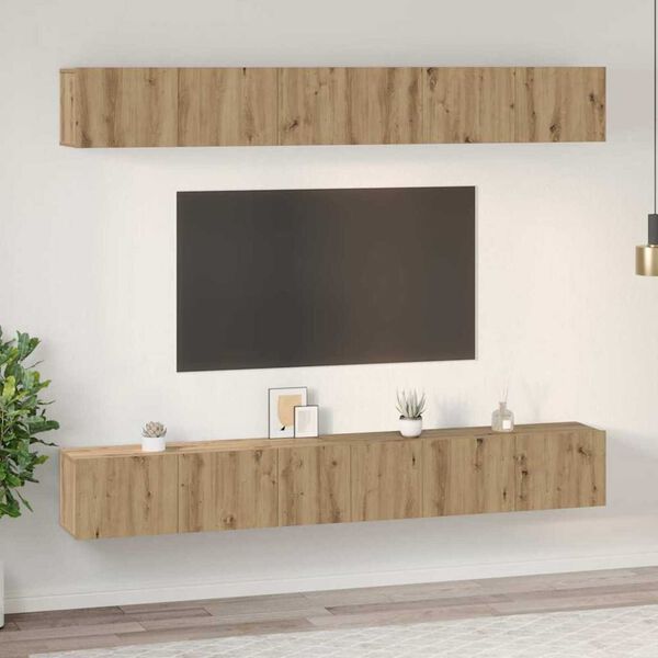 vidaXL TV Cabinet Set Wall-mounted 6 pcs Artisan Oak Engineered Wood