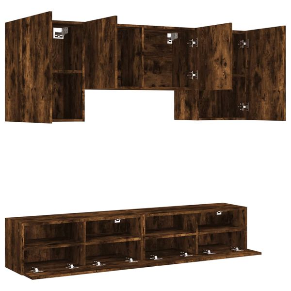 vidaXL 5 Piece TV Wall Units Smoked Oak Engineered Wood