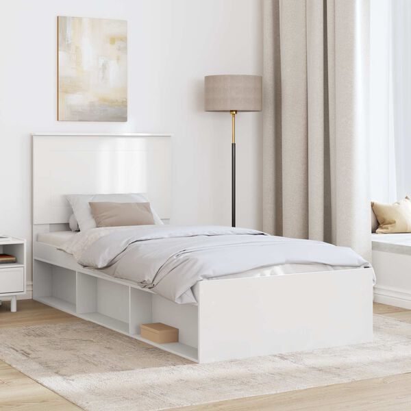 vidaXL Bed Frame with Headboard White 75 x 190 cm Solid Pine Wood