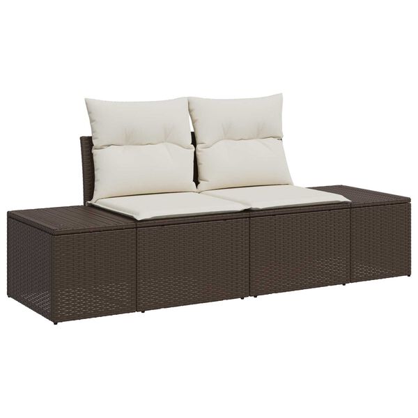vidaXL Garden Sofa Brown 123 x 62 x 69cm Poly Rattan