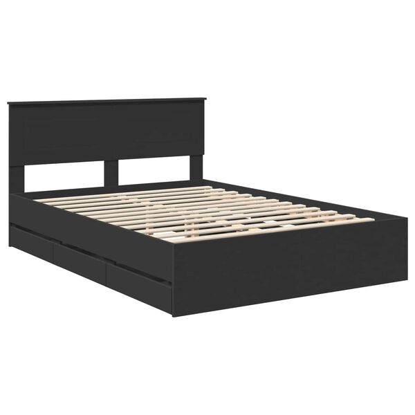vidaXL Bed Frame with Drawer Black 160 x 200 cm Engineer Wood
