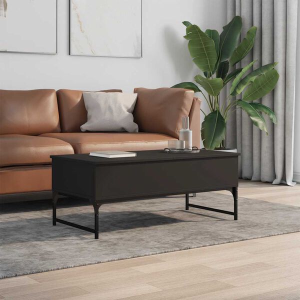 vidaXL Coffee Table Black 100x50x40 cm Engineered Wood and Metal