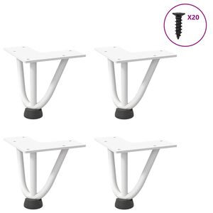 vidaXL Hairpin Legs for Coffee Table 4 pcs White 10 cm Solid Steel