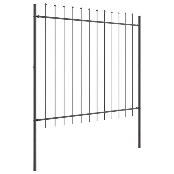 vidaXL Garden Fence 5 pcs Grey 8.5 x 1.5 m Powder-coated Steel