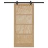 vidaXL Sliding Door Natural and Black 93 x 202 cm Solid Pine Wood