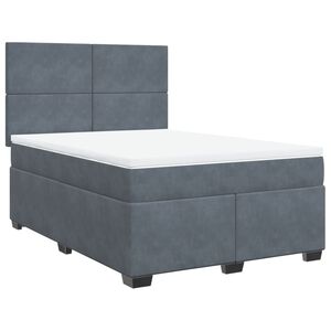 vidaXL Box Spring Bed with Mattress Dark Grey 140x190 cm Velvet