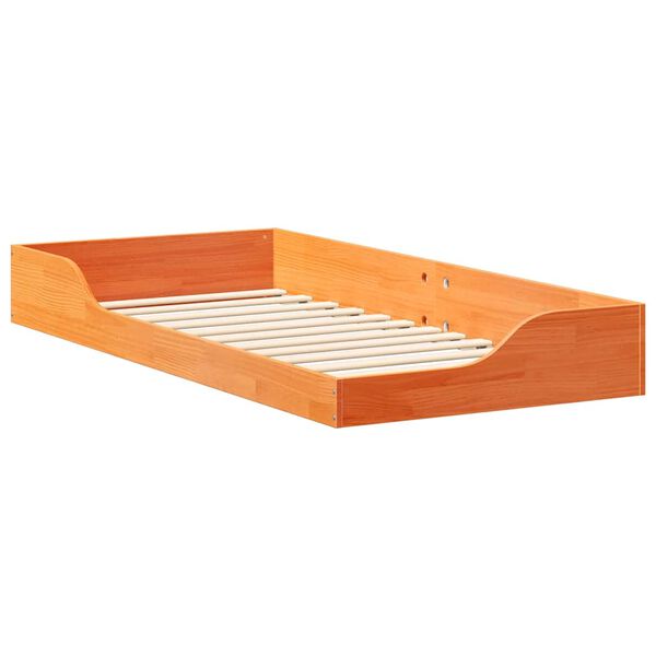 vidaXL Bed Frame Wax Brown 100 x 200 cm Solid Pine Wood