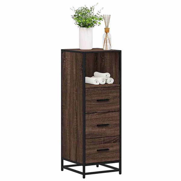 vidaXL Bathroom Cabinet Brown Oak 35x37.5x100 cm Engineered Wood