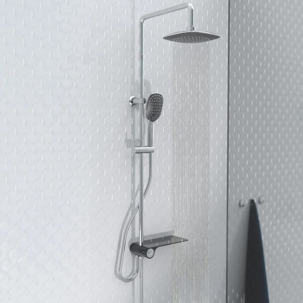 SCH&Uuml;TTE Overhead Shower Set with Lateral Tray AQUASTAR Chrome-Anthracite