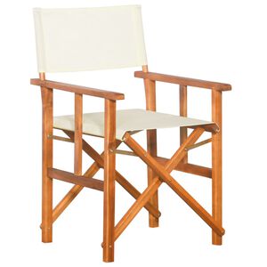 vidaXL Director Chair | Brown and Cream | Solid Acacia Wood and 100% Polyester