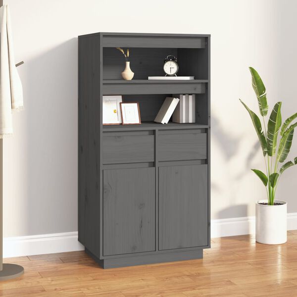 vidaXL Highboard Grey 60x40x116.5 cm Solid Wood Pine