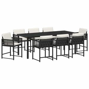 vidaXL Garden Dining Set 9 pcs Black Poly Rattan