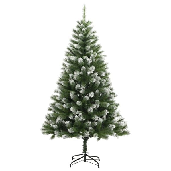 vidaXL Artificial Hinged Christmas Tree with Flocked Snow 180 cm