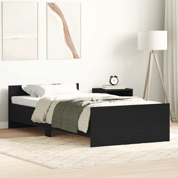 vidaXL Bed Frame without Mattress Black Oak 75x190 cm Engineered Wood