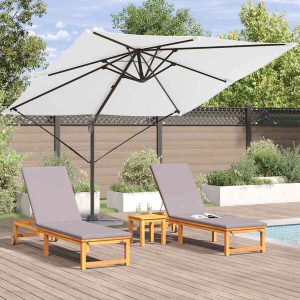 vidaXL Roma Parasol Beige 286 x 285 x 265 cm Polyester and Aluminium