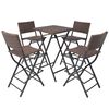 vidaXL 5 Piece Folding Outdoor Dining Set Steel Poly Rattan Brown