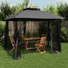 vidaXL Gazebo with Double Roof and Mesh Walls Anthracite 2.94x2.94 m Steel