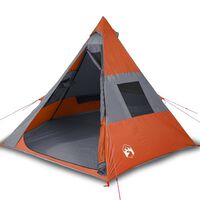 vidaXL Camping Tent 7-Person Grey and Orange Waterproof