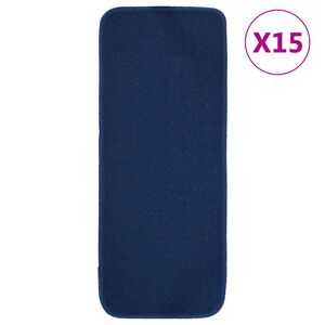 vidaXL Stair Mat | Set of 15 | Navy Blue | 100% Polypropylene | 25 x 60 cm