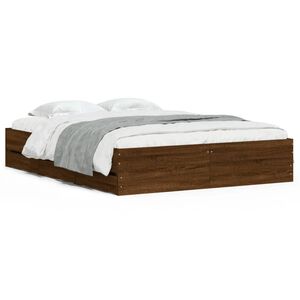 vidaXL Bed Frame with Drawers without Mattress Brown Oak 150x200 cm King Size