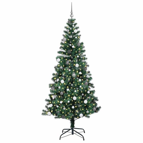 vidaXL Artificial Pre-lit Christmas Tree Green 240 cm PVC and Metal