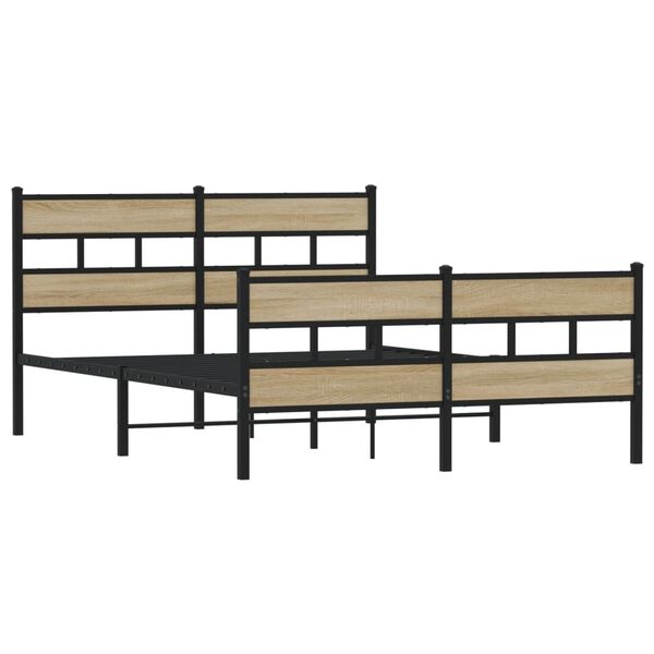 vidaXL Metal Bed Frame without Mattress Sonoma Oak 150x200 cm King Size