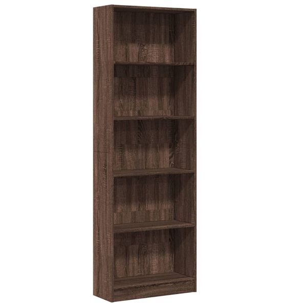 vidaXL Bookcase Brown Oak 60x24x176 cm Engineered Wood