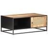 vidaXL Coffee Table 90x50x35 cm Rough Mango Wood and Natural Cane