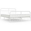 vidaXL Metal Bed Frame without Mattress with Footboard White 160x200cm