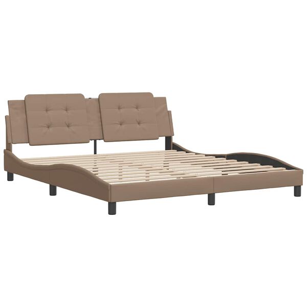 vidaXL Bed Frame without Mattress "Zadar" Cappuccino 180x200 cm Super King Faux Leather