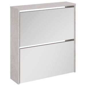 vidaXL Shoe Cabinet with Mirror 2-Layer Concrete Grey 63x17x67 cm