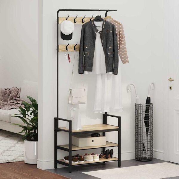 vidaXL Coat Rack Sonoma Oak 75 x 34 x 184 cm Engineered wood