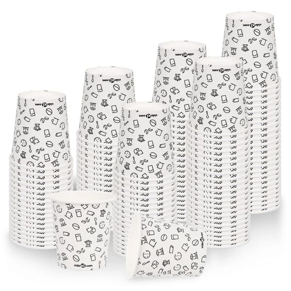 vidaXL Coffee Paper Cups 200 ml 100 pcs White and Black
