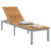 vidaXL Sun lounger Reclining Grey 200 x 55 x 35 cm Solid Acacia Wood