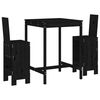 vidaXL 3 Piece Garden Bar Set Black Solid Wood Pine