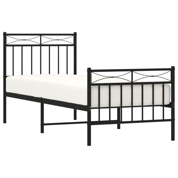 vidaXL Metal Bed Frame without Mattress with Footboard Black 80x200cm