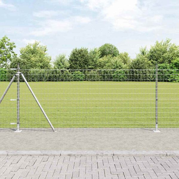 vidaXL Fence with Post Silver 1 x 10 m Steel