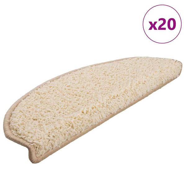 vidaXL Stair Mats 20 pcs 65x21x4 cm Cream Half Round Large
