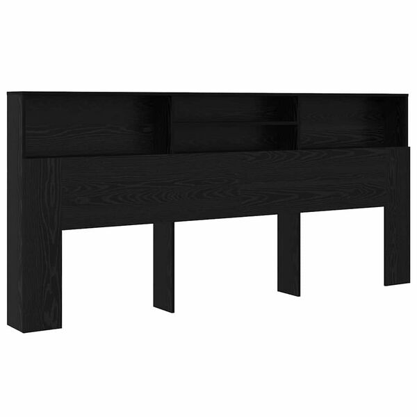 vidaXL Headboard Cabinet Black Oak 220 x 19 x 101.5 cm Engineered Wood