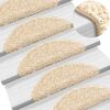 vidaXL Stair Mats 10 pcs 56x17x3 cm Cream Half Round