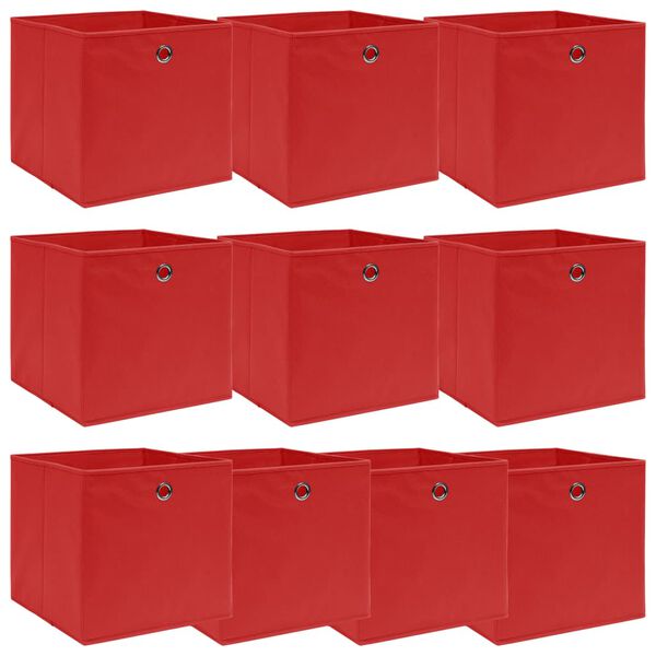 vidaXL Storage Boxes 10 pcs Red 32x32x32 cm Fabric