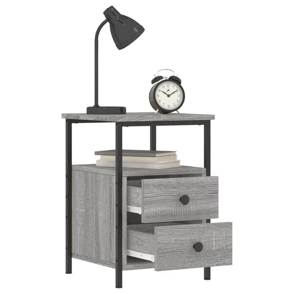 vidaXL Bedside Cabinet Grey Sonoma 34x35.5x50 cm Engineered Wood