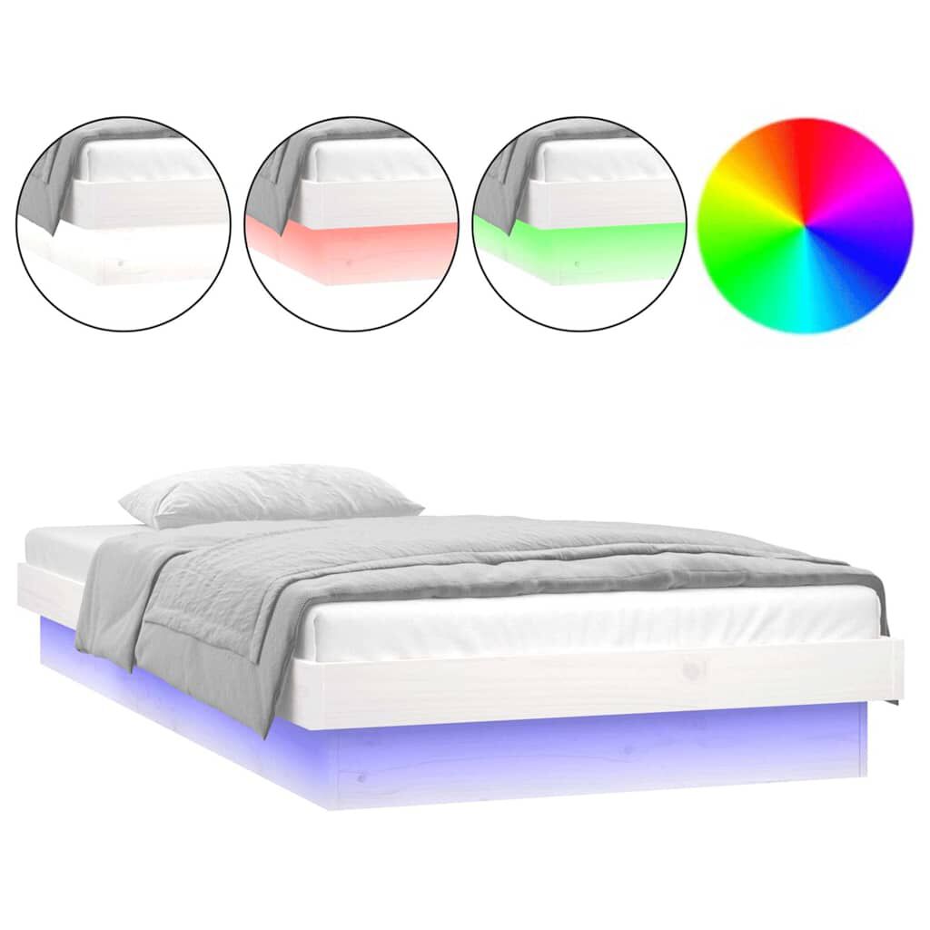White platform bed 2025 with led lights