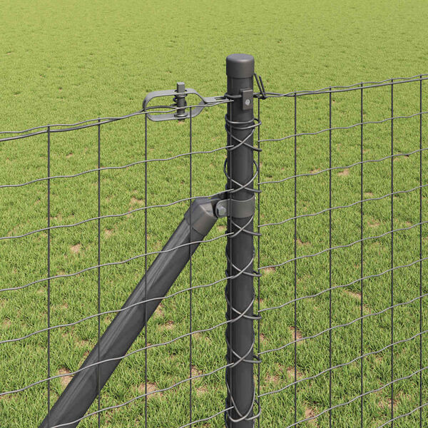 vidaXL Fence Post 7 pcs Grey Steel