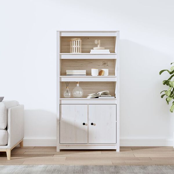 vidaXL Highboard White 80x35x154 cm Solid Wood Pine