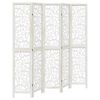 vidaXL Room Divider 5 Panels White Solid Wood Paulownia