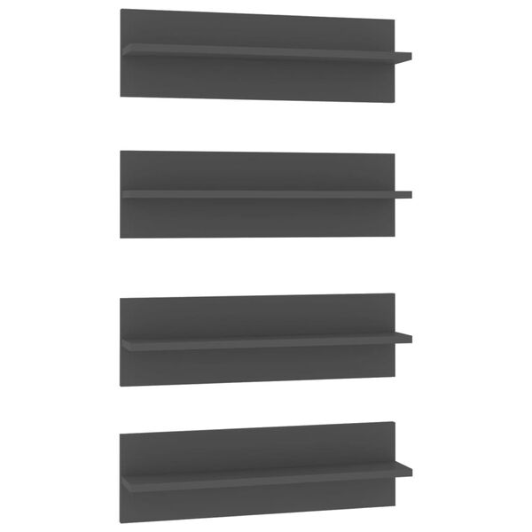 vidaXL Wall Shelf 4 pcs Grey 60x11.5x18 cm Engineered Wood