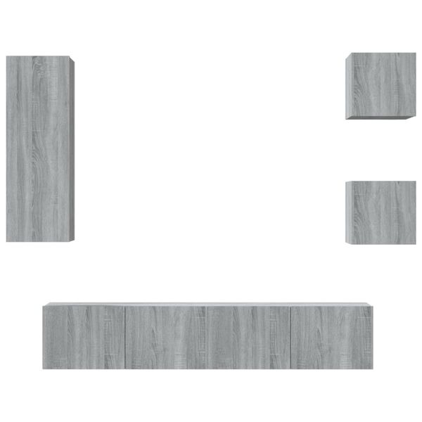 vidaXL 5 Piece TV Cabinet Set Grey Sonoma Engineered Wood
