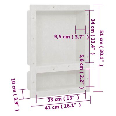 vidaXL Shower Niche with 2 Compartments Matt White 41x51x10 cm