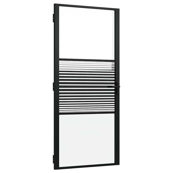 vidaXL Interior Door Black 93 x 201.5 cm Tempered glass and Aluminium